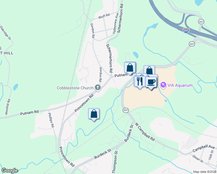 map of restaurants, bars, coffee shops, grocery stores, and more near 113 Putnam Road in Schenectady