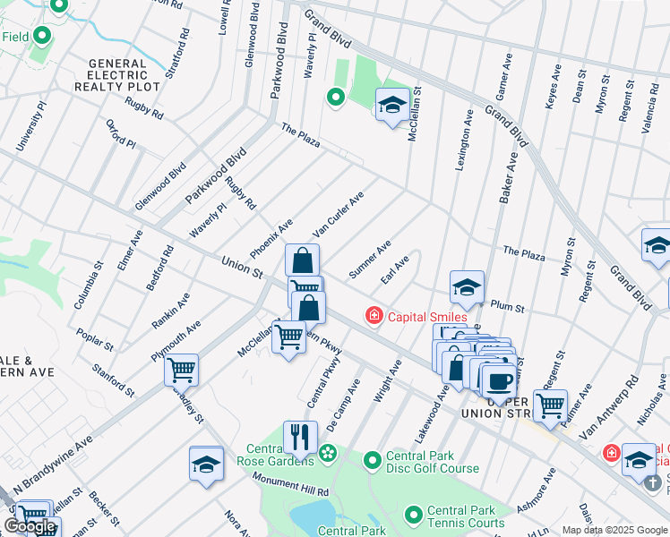 map of restaurants, bars, coffee shops, grocery stores, and more near 1658 Rugby Road in Schenectady