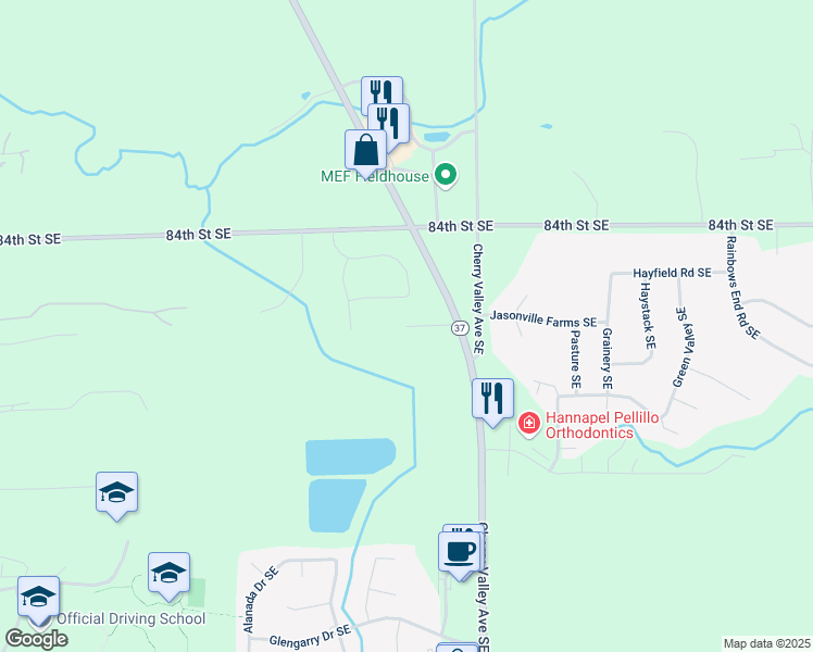 map of restaurants, bars, coffee shops, grocery stores, and more near 6398 Laneview Drive Southeast in Caledonia
