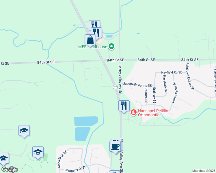 map of restaurants, bars, coffee shops, grocery stores, and more near 6300 Laneview Drive Southeast in Caledonia