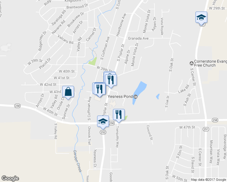 map of restaurants, bars, coffee shops, grocery stores, and more near 1280 Boulder Drive in Casper
