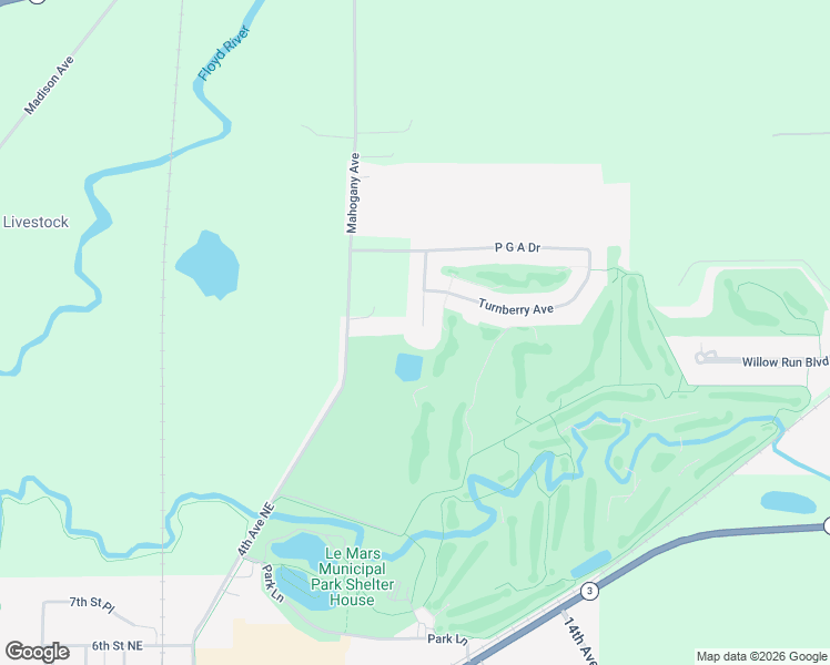 map of restaurants, bars, coffee shops, grocery stores, and more near 1241 Ryder Cup Court in Le Mars