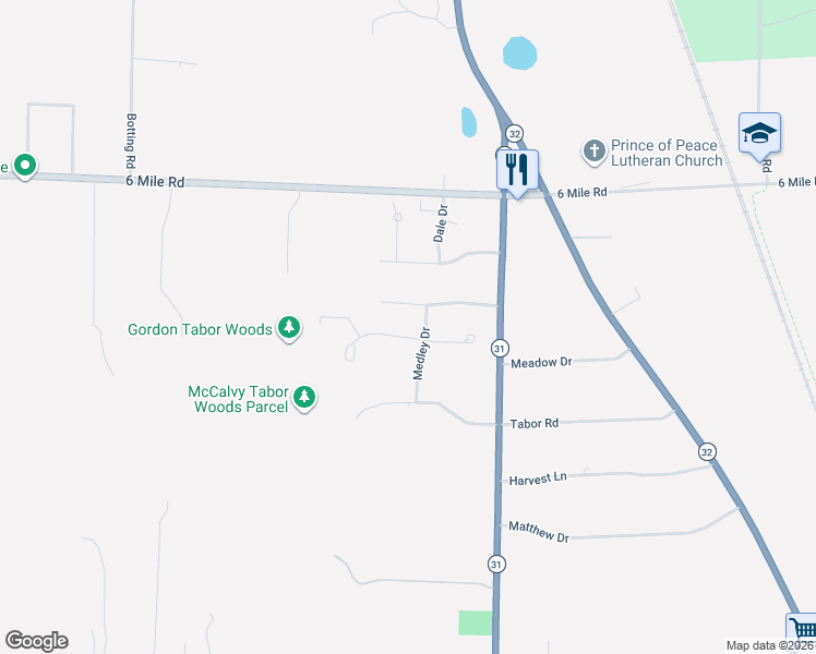 map of restaurants, bars, coffee shops, grocery stores, and more near 5061 Mary Drew Drive in Racine