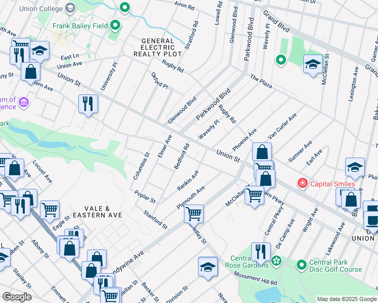 map of restaurants, bars, coffee shops, grocery stores, and more near 906 Bedford Road in Schenectady