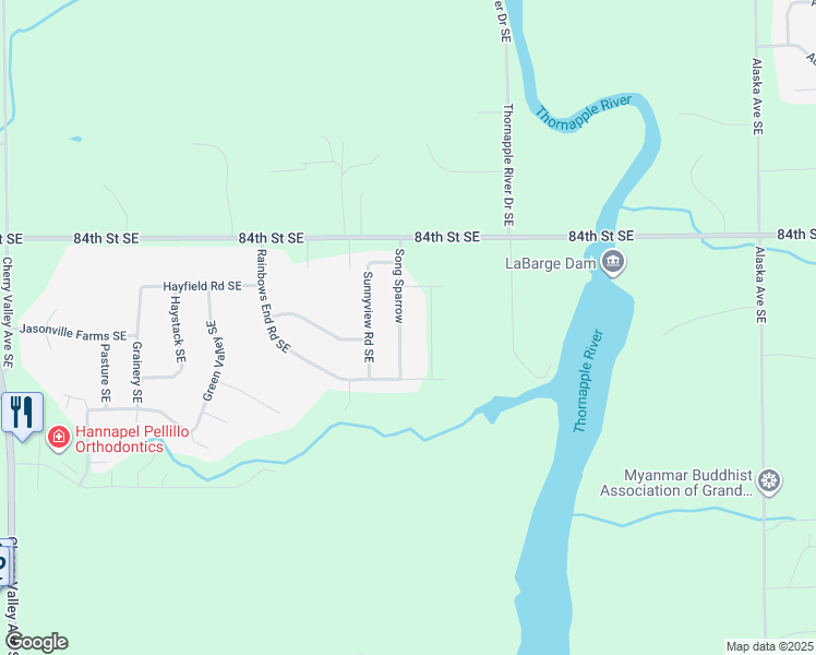 map of restaurants, bars, coffee shops, grocery stores, and more near 8524 Song Sparrow in Caledonia