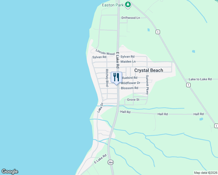 map of restaurants, bars, coffee shops, grocery stores, and more near 4616 Wildflower Drive in Canandaigua