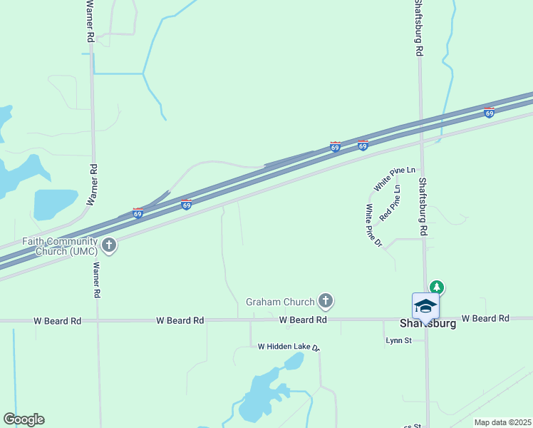 map of restaurants, bars, coffee shops, grocery stores, and more near 7501 Lansing Road in Perry
