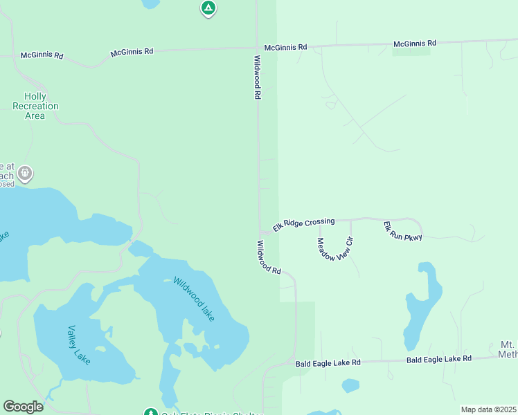 map of restaurants, bars, coffee shops, grocery stores, and more near 2671 Wildwood Road in Holly