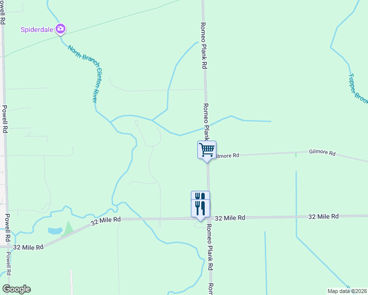 map of restaurants, bars, coffee shops, grocery stores, and more near 69700 Riverbend Lane in Armada