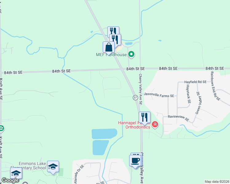 map of restaurants, bars, coffee shops, grocery stores, and more near 6230 Red Haven Point Southeast in Caledonia