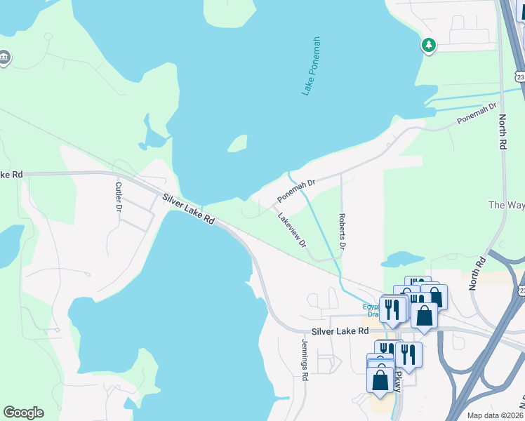 map of restaurants, bars, coffee shops, grocery stores, and more near 3440 Ponemah Drive in Fenton