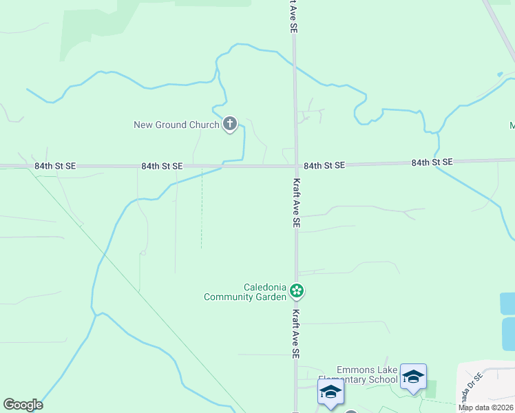 map of restaurants, bars, coffee shops, grocery stores, and more near 8505 Kraft Avenue Southeast in Caledonia