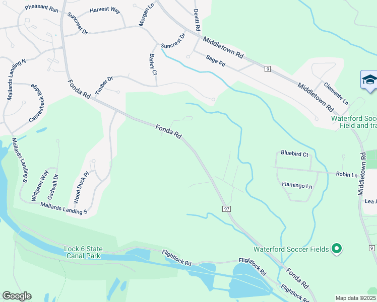 map of restaurants, bars, coffee shops, grocery stores, and more near 118 Fonda Road in Waterford