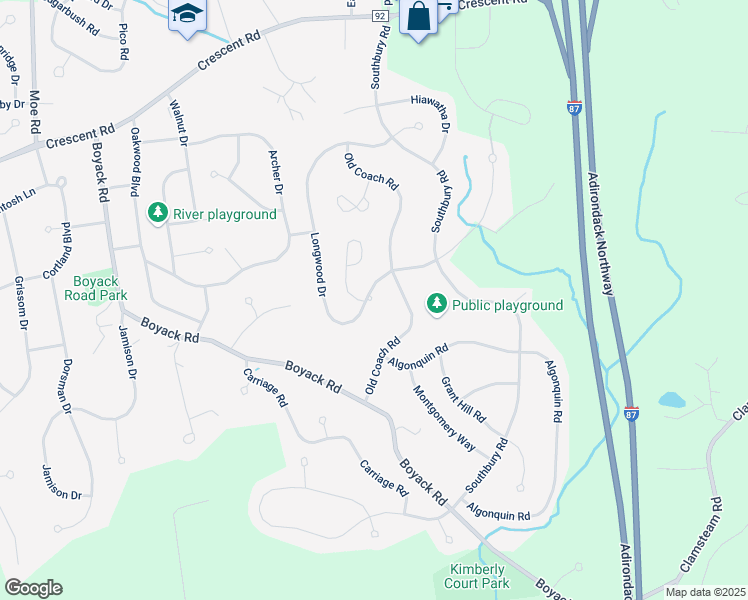 map of restaurants, bars, coffee shops, grocery stores, and more near 66 Longwood Drive in Saratoga County