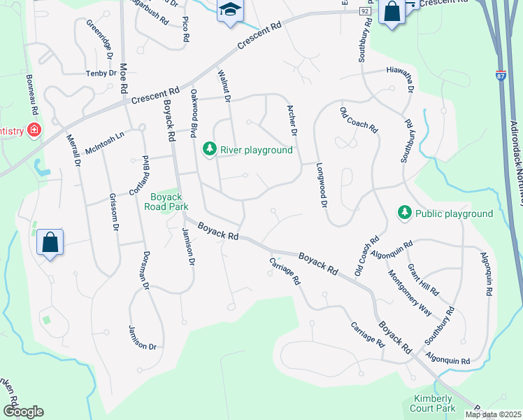 map of restaurants, bars, coffee shops, grocery stores, and more near 6 Elizabeth Court in Saratoga County