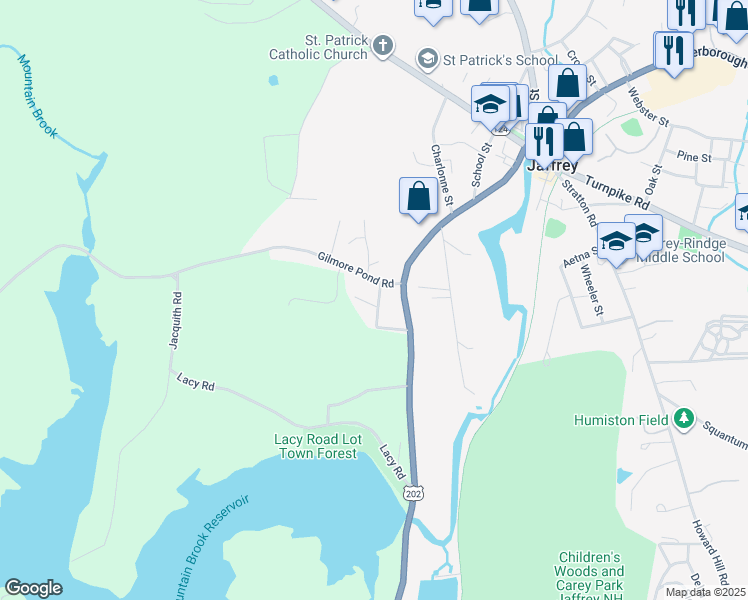 map of restaurants, bars, coffee shops, grocery stores, and more near 4 Meadow Lane in Jaffrey