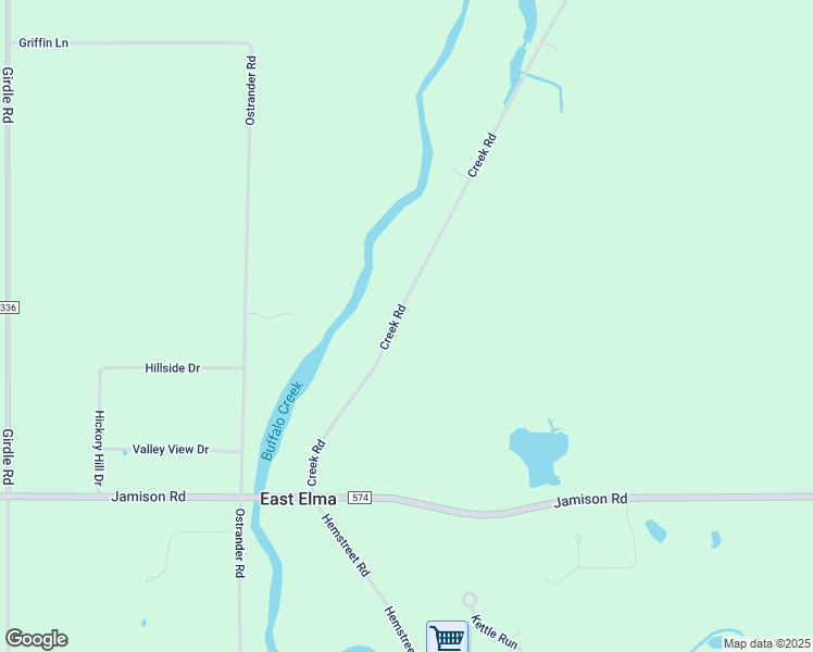 map of restaurants, bars, coffee shops, grocery stores, and more near 201 Creek Road in East Aurora