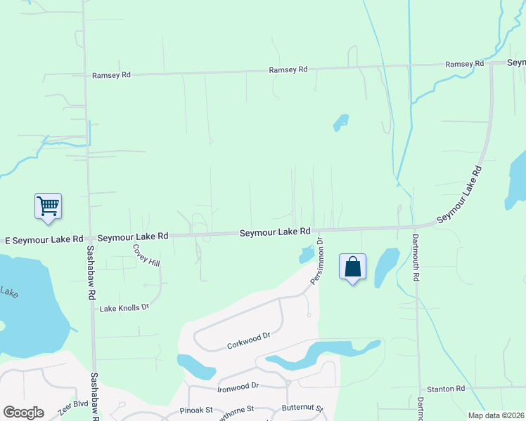 map of restaurants, bars, coffee shops, grocery stores, and more near 4517 Seymour Lake Road in Brandon Township
