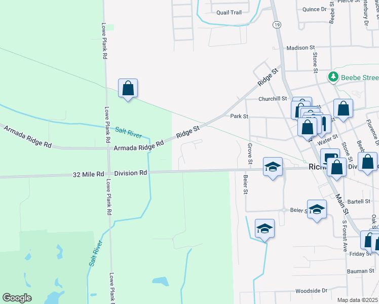 map of restaurants, bars, coffee shops, grocery stores, and more near 34901 Division Road in Richmond