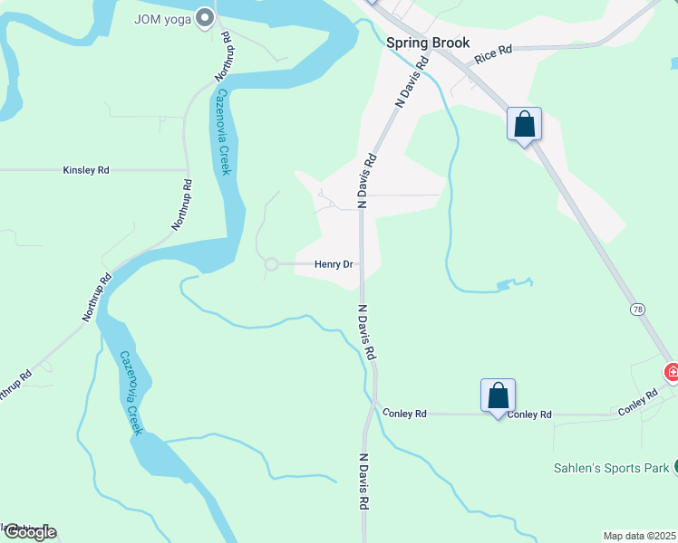 map of restaurants, bars, coffee shops, grocery stores, and more near 30 Henry Drive in Erie County