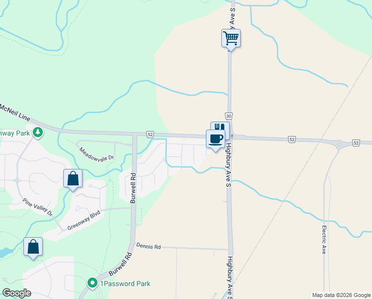 map of restaurants, bars, coffee shops, grocery stores, and more near 57 Cottonwood Drive in St. Thomas