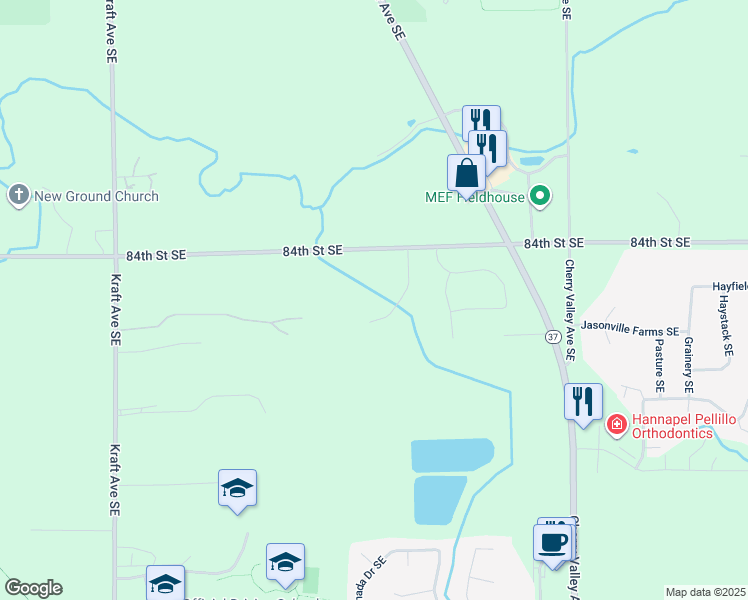 map of restaurants, bars, coffee shops, grocery stores, and more near 8560 Beechwood Drive Southeast in Caledonia