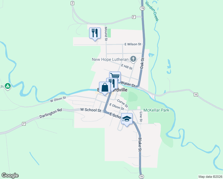map of restaurants, bars, coffee shops, grocery stores, and more near Wisconsin 78 Trunk in Blanchardville