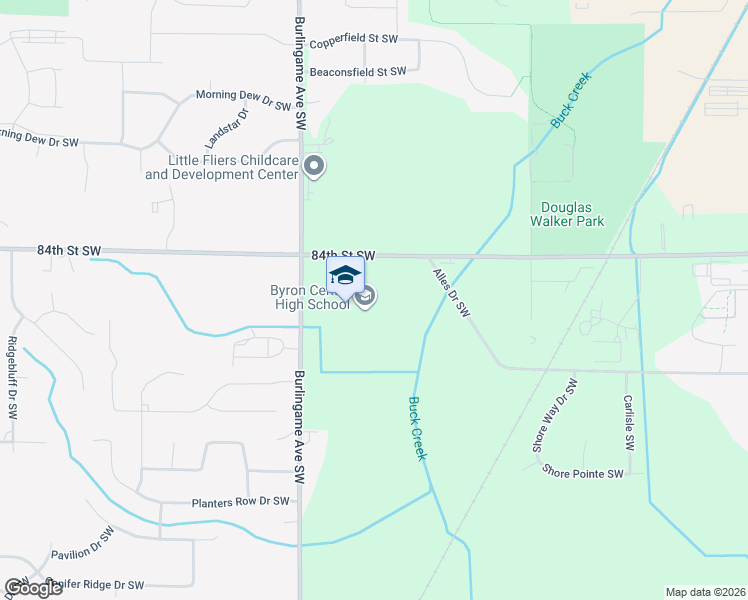 map of restaurants, bars, coffee shops, grocery stores, and more near 1450 84th Street Southwest in Byron Center