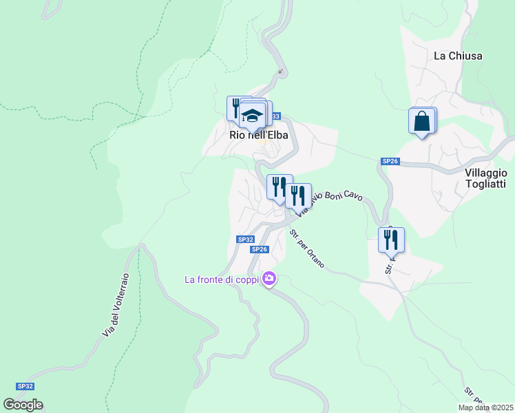 map of restaurants, bars, coffee shops, grocery stores, and more near 5 Via dei Minerali in Rio Nell'elba