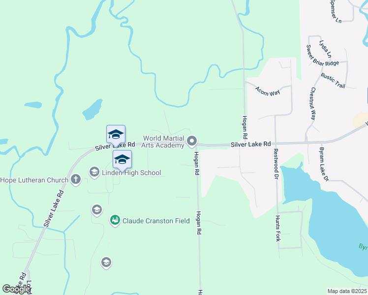 map of restaurants, bars, coffee shops, grocery stores, and more near 7041 Silver Lake Road in Linden