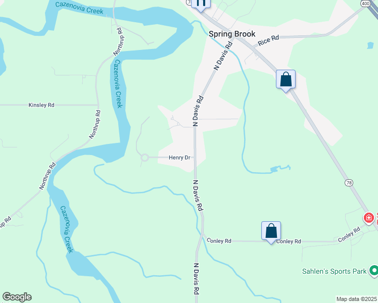 map of restaurants, bars, coffee shops, grocery stores, and more near 458 North Davis Road in Erie County