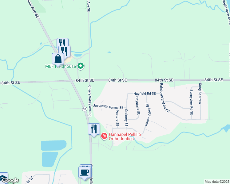 map of restaurants, bars, coffee shops, grocery stores, and more near 6564 84th Street Southeast in Caledonia