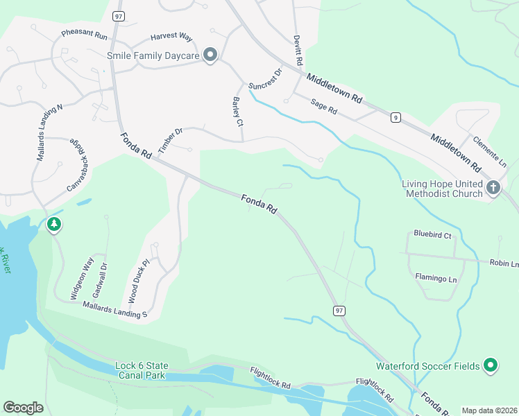map of restaurants, bars, coffee shops, grocery stores, and more near 130 Fonda Road in Waterford