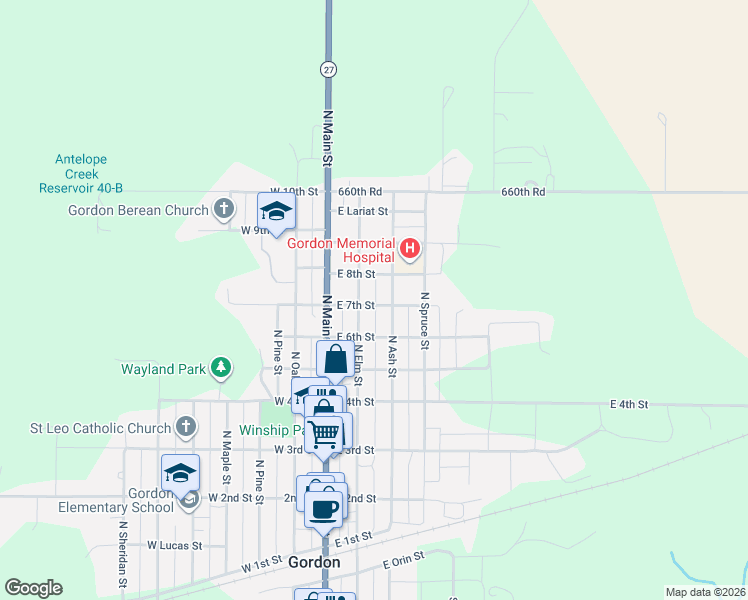 map of restaurants, bars, coffee shops, grocery stores, and more near 249-299 East 8th Street in Gordon