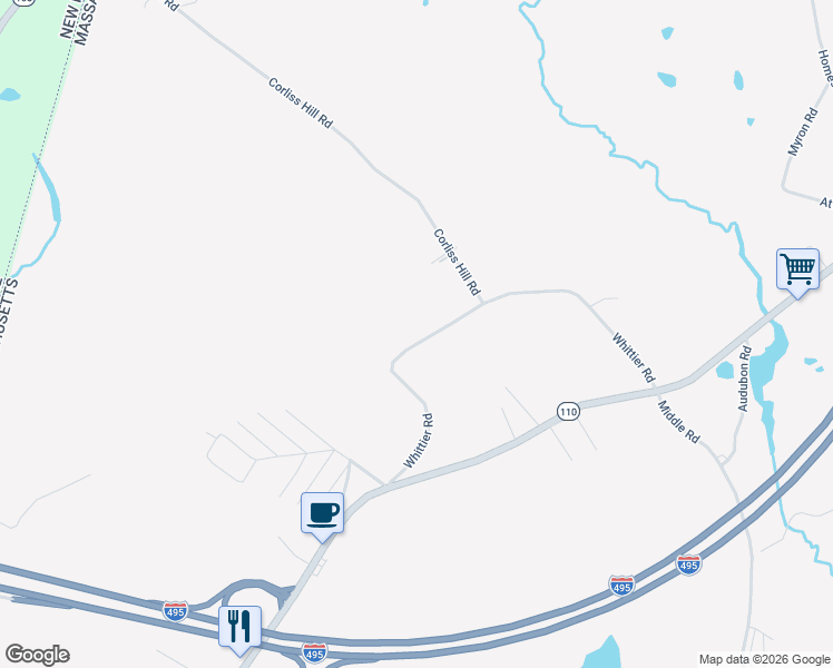 map of restaurants, bars, coffee shops, grocery stores, and more near 120 Whittier Road in Haverhill