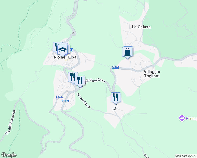 map of restaurants, bars, coffee shops, grocery stores, and more near 6 Via Bivio Boni Cavo in Provincia di Livorno
