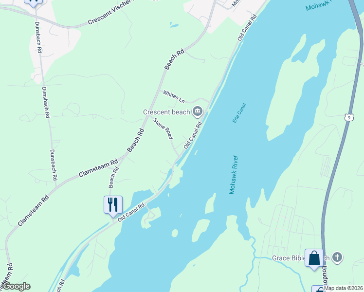 map of restaurants, bars, coffee shops, grocery stores, and more near 12 Stone Road in Saratoga County