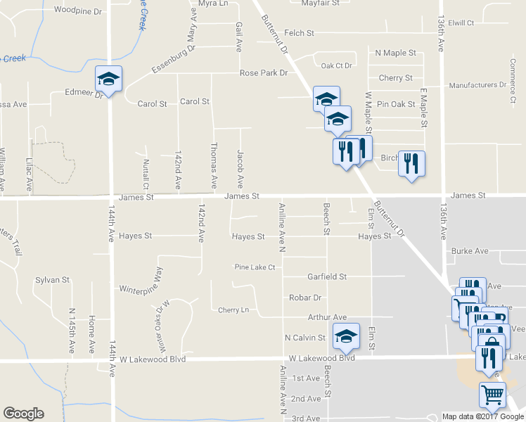map of restaurants, bars, coffee shops, grocery stores, and more near 451 Pine Wood Court in Holland