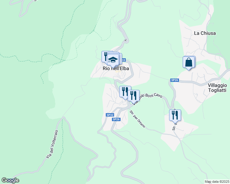 map of restaurants, bars, coffee shops, grocery stores, and more near 12 Via della Calcite in Rio Nell'elba
