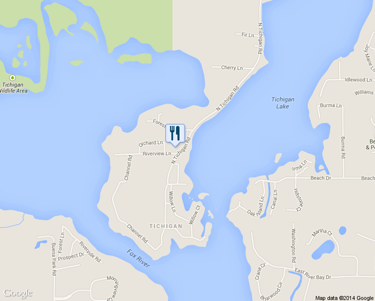 map of restaurants, bars, coffee shops, grocery stores, and more near 6811 North Tichigan Road in Waterford