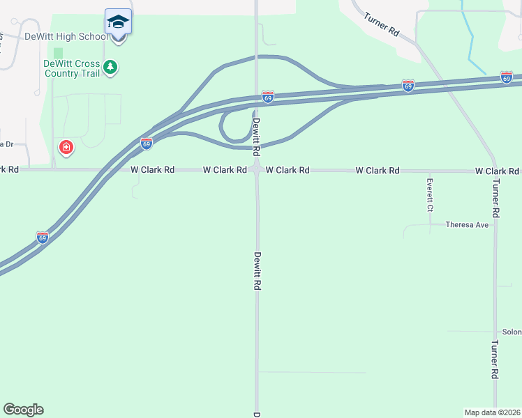 map of restaurants, bars, coffee shops, grocery stores, and more near 14101 Dewitt Road in Lansing
