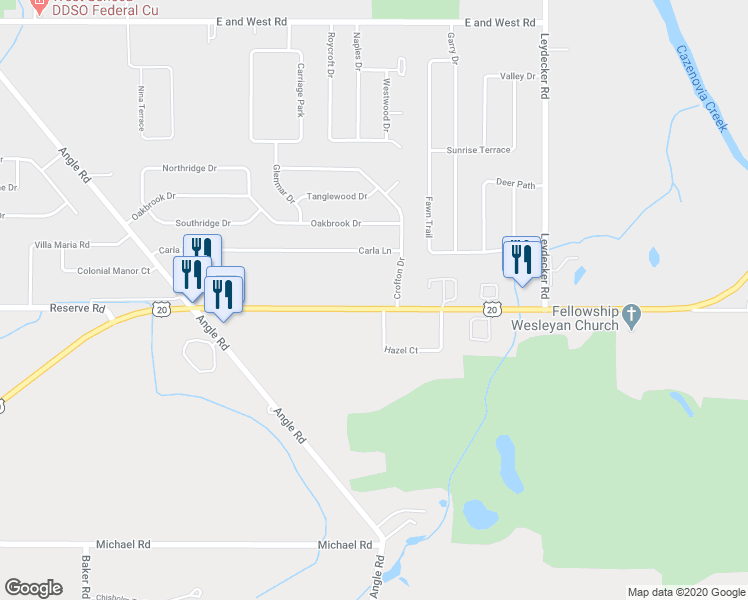 map of restaurants, bars, coffee shops, grocery stores, and more near 1320 Southwestern Boulevard in Buffalo