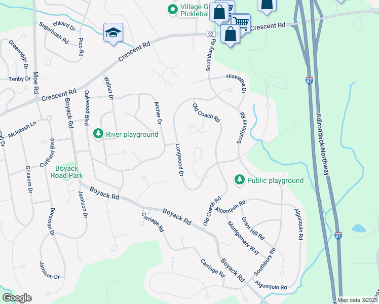 map of restaurants, bars, coffee shops, grocery stores, and more near 51 Brenden Court in Saratoga County