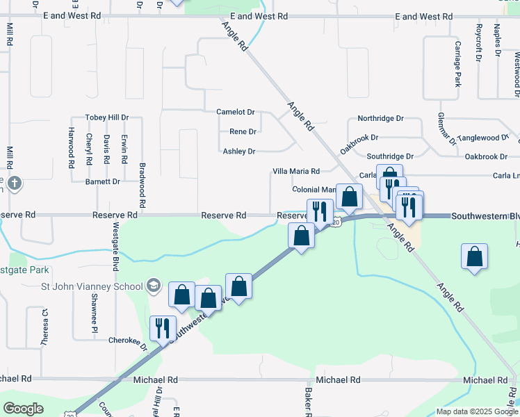 map of restaurants, bars, coffee shops, grocery stores, and more near 4 Villa Maria Road in Buffalo