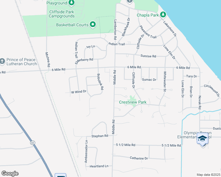 map of restaurants, bars, coffee shops, grocery stores, and more near 6828 Middle Road in Racine
