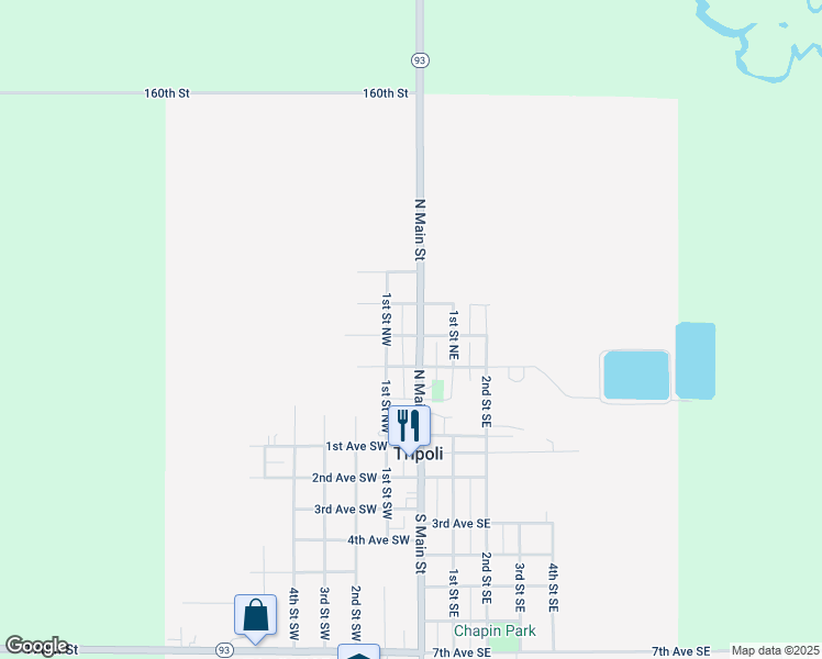 map of restaurants, bars, coffee shops, grocery stores, and more near 108 2nd Avenue Northwest in Tripoli