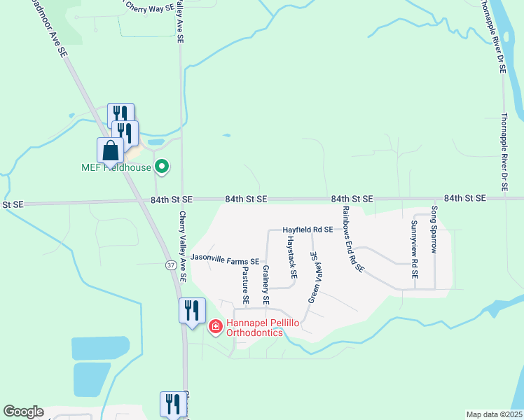 map of restaurants, bars, coffee shops, grocery stores, and more near 6594 84th Street Southeast in Caledonia