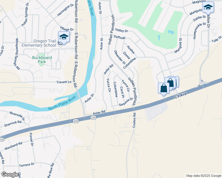 map of restaurants, bars, coffee shops, grocery stores, and more near 86 Yucca Circle in Casper