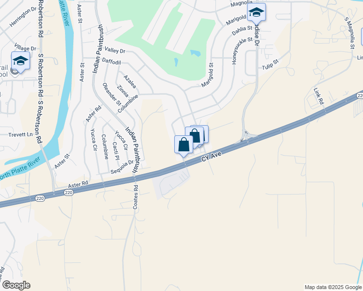map of restaurants, bars, coffee shops, grocery stores, and more near 269 Honeysuckle Street in Casper