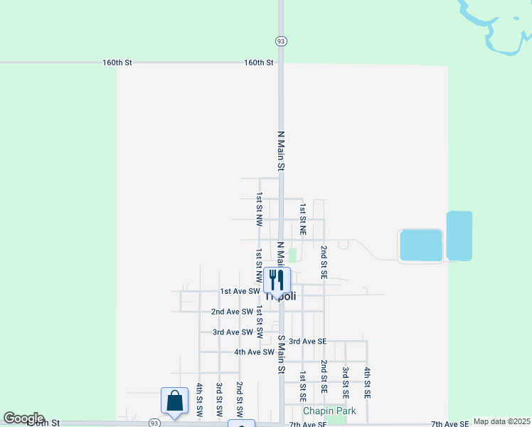 map of restaurants, bars, coffee shops, grocery stores, and more near 108 2nd Avenue Northwest in Tripoli